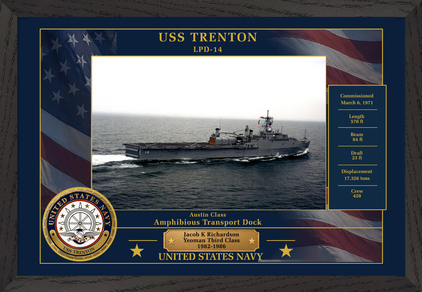 USS Trenton LPD-14 Framed Patriotic Photo