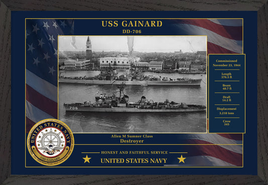USS Gainard DD-706 Framed Patriotic Photo