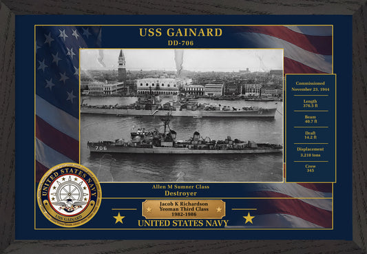 USS Gainard DD-706 Framed Patriotic Photo