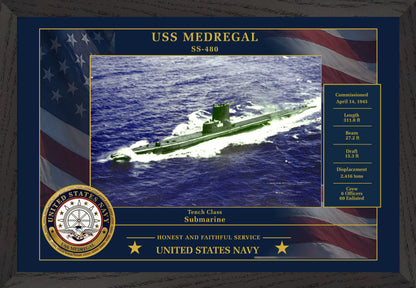 USS Medregal SS-480 Framed Patriotic Photo