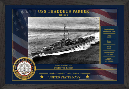 USS Thaddeus Parker DE-369 Framed Patriotic Photo