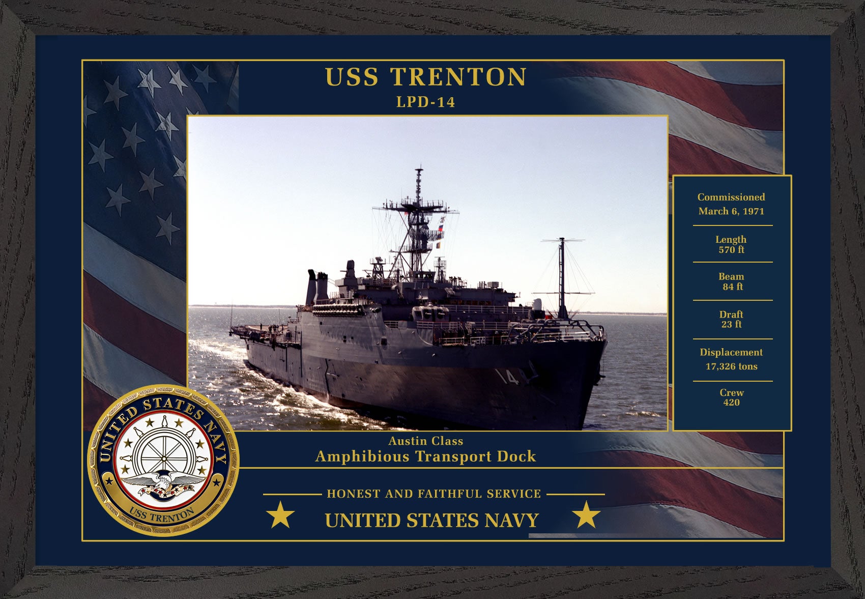 USS Trenton LPD-14 Framed Patriotic Photo