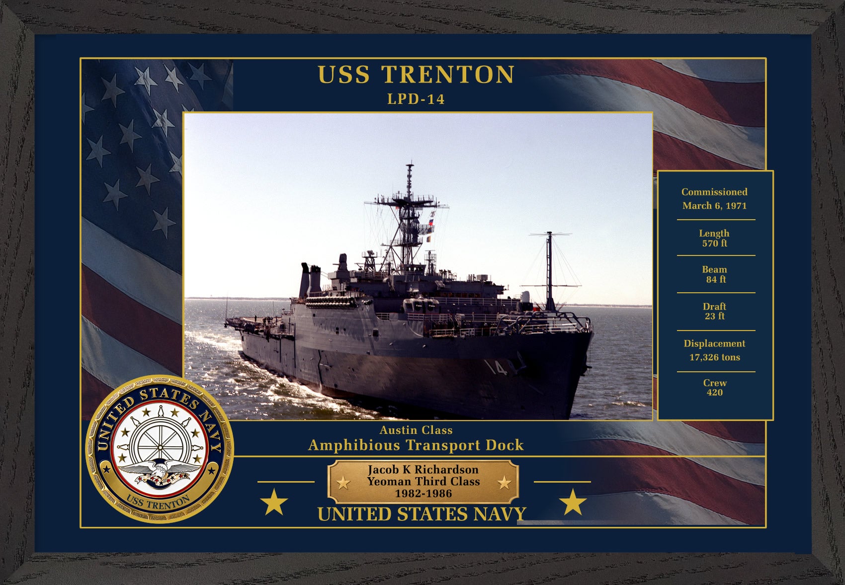 USS Trenton LPD-14 Framed Patriotic Photo