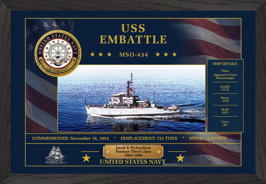USS Embattle MSO-434 Framed Patriotic Art