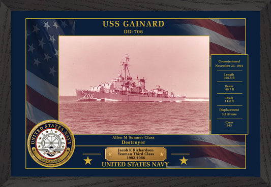 USS Gainard DD-706 Framed Patriotic Photo