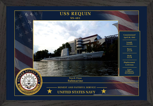 USS Requin SS-481 Framed Patriotic Photo