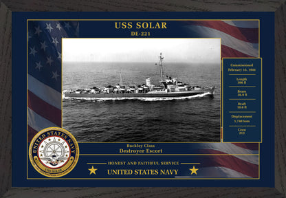 USS Solar DE-221 Framed Patriotic Photo