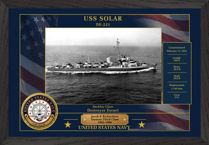 USS Solar DE-221 Framed Patriotic Photo