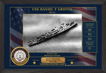 USS Daniel T Griffin DE-54 Framed Patriotic Photo