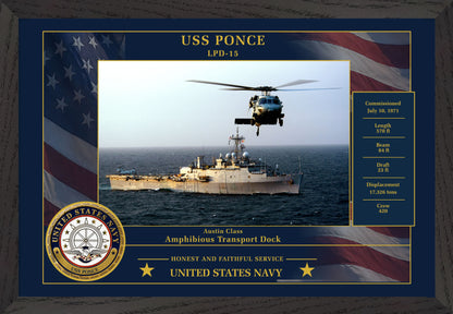 USS Ponce LPD-15 Framed Patriotic Photo