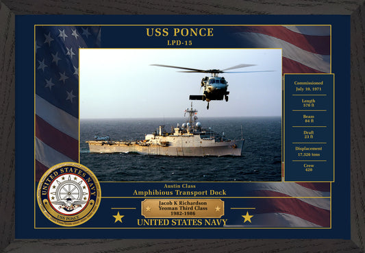 USS Ponce LPD-15 Framed Patriotic Photo