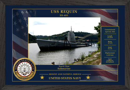 USS Requin SS-481 Framed Patriotic Photo