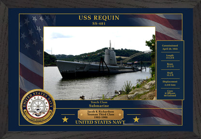 USS Requin SS-481 Framed Patriotic Photo