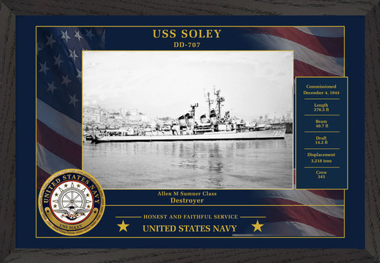 USS Soley DD-707 Framed Patriotic Photo