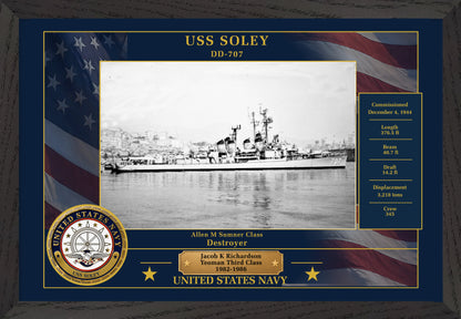 USS Soley DD-707 Framed Patriotic Photo