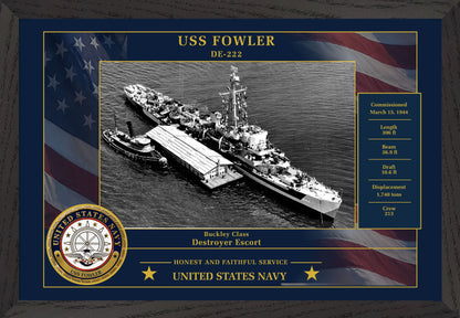 USS Fowler DE-222 Framed Patriotic Photo