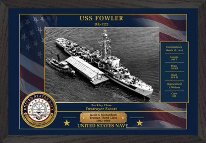USS Fowler DE-222 Framed Patriotic Photo