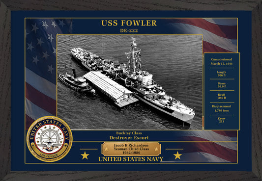 USS Fowler DE-222 Framed Patriotic Photo