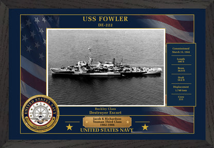 USS Fowler DE-222 Framed Patriotic Photo