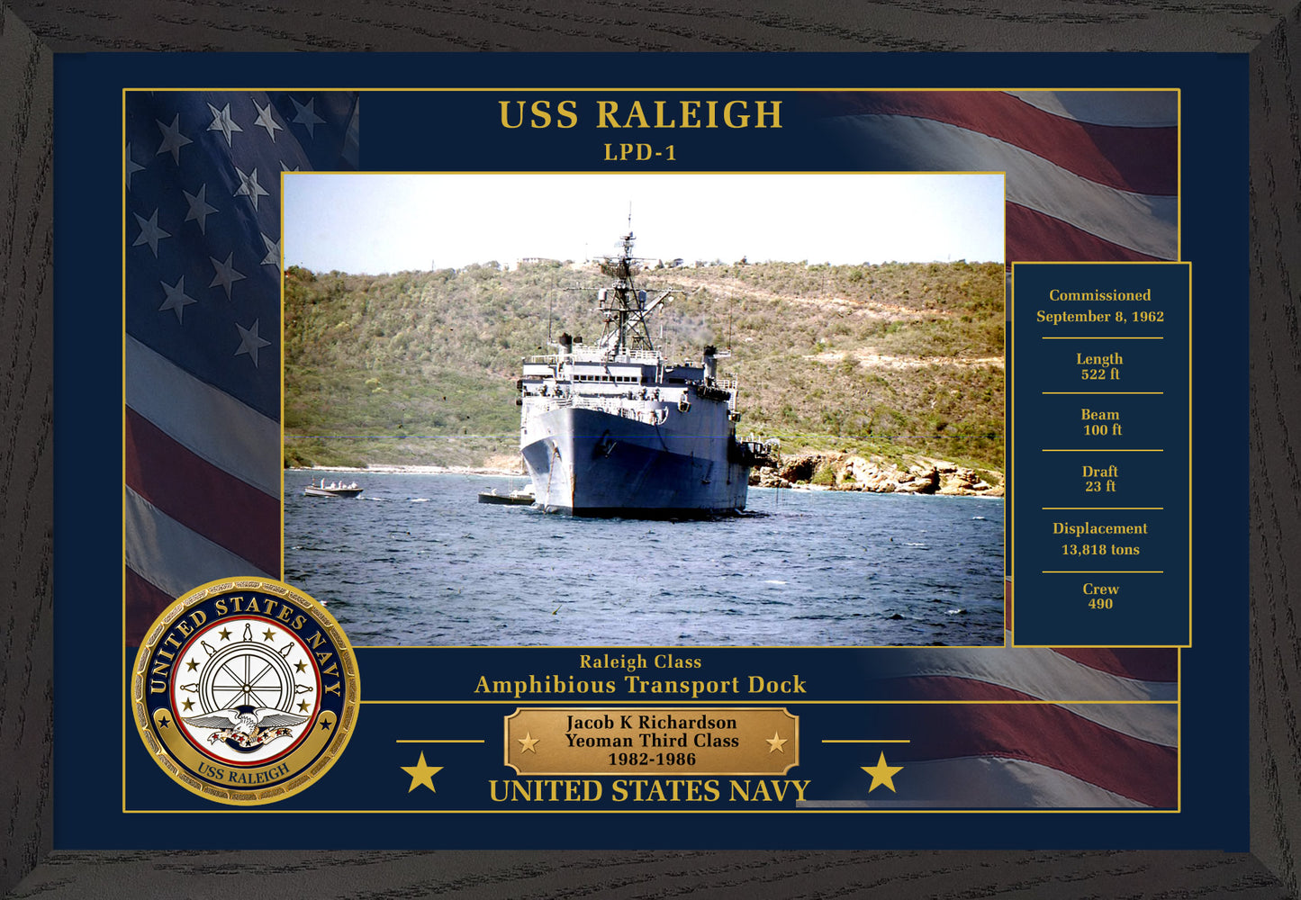 USS Raleigh LPD-1 Framed Patriotic Photo