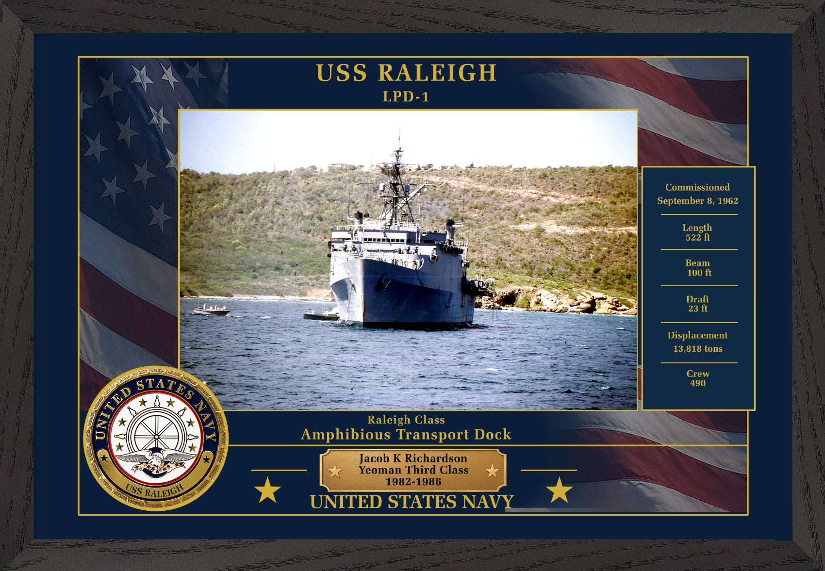 USS Raleigh LPD-1 Framed Patriotic Photo