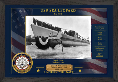 USS Sea Leopard SS-483 Framed Patriotic Photo
