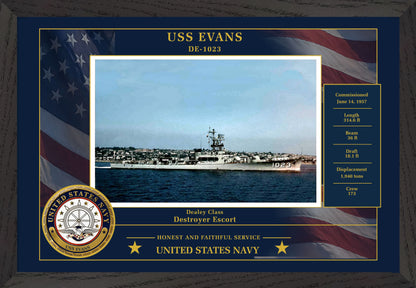 USS Evans DE-1023 Framed Patriotic Photo