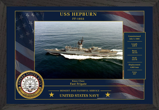 USS Hepburn FF-1055 Framed Patriotic Photo