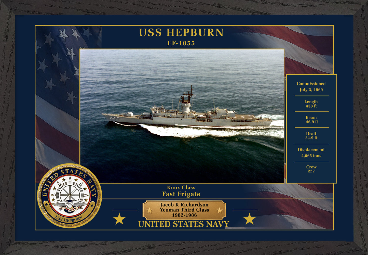 USS Hepburn FF-1055 Framed Patriotic Photo