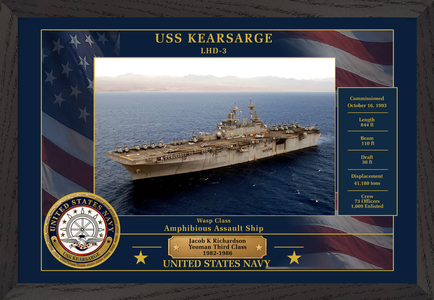USS Kearsarge LHD-3 Framed Patriotic Photo