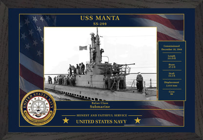 USS Manta SS-299 Framed Patriotic Photo