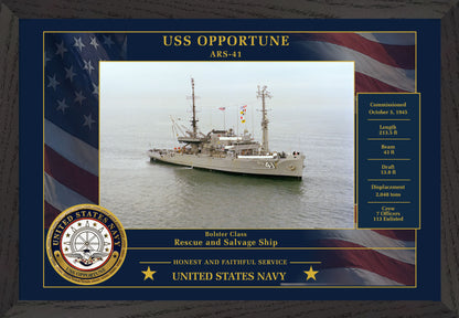 USS Opportune ARS-41 Framed Patriotic Photo