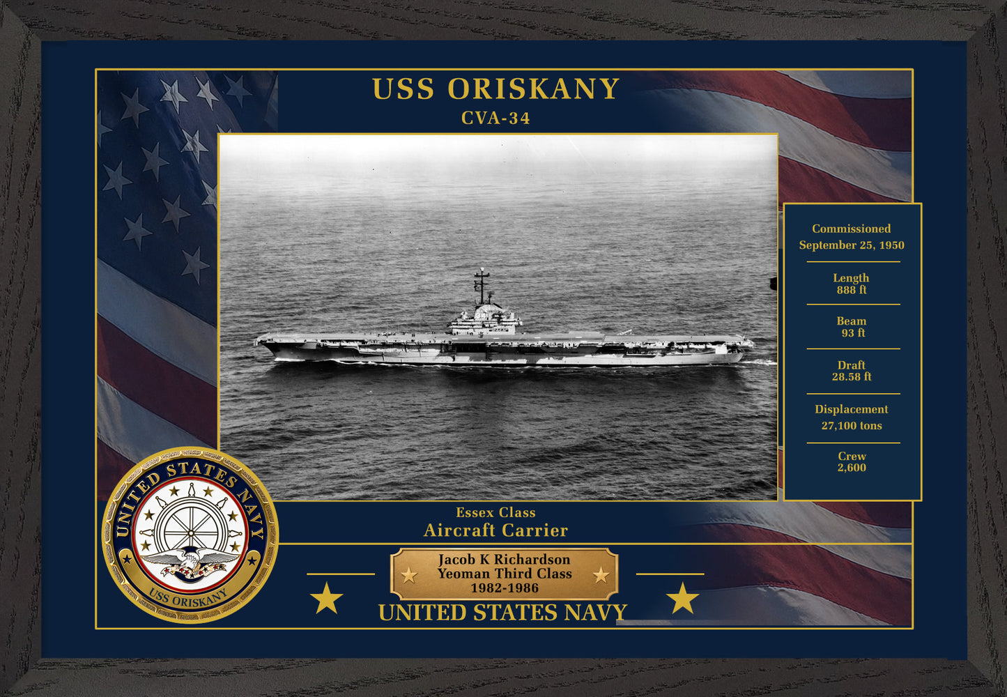 USS Oriskany CVA-34 Framed Patriotic Photo