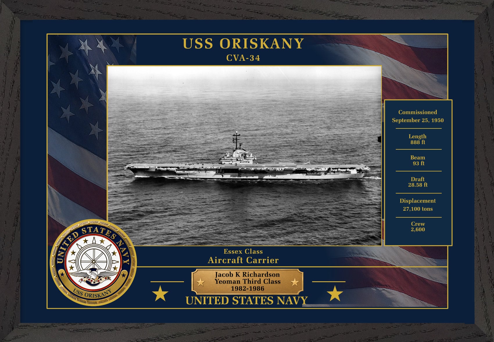 USS Oriskany CVA-34 Framed Patriotic Photo