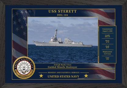USS Sterett DDG-104 Framed Patriotic Photo