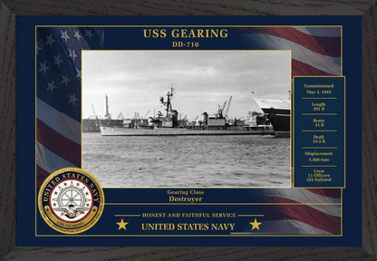 USS Gearing DD-710 Framed Patriotic Photo