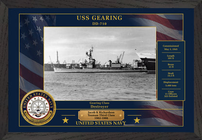 USS Gearing DD-710 Framed Patriotic Photo