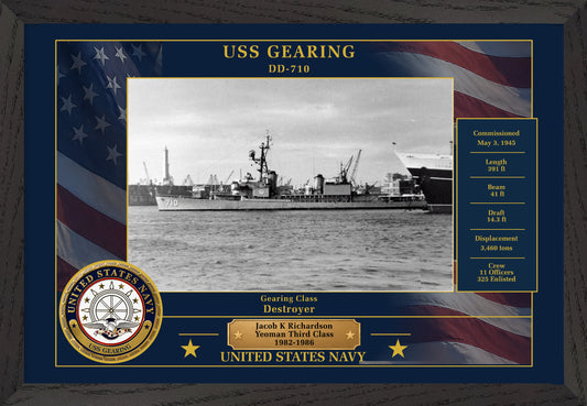 USS Gearing DD-710 Framed Patriotic Photo