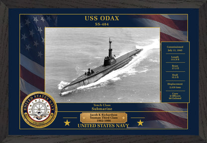 USS Odax SS-484 Framed Patriotic Photo