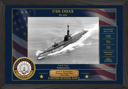 USS Odax SS-484 Framed Patriotic Photo