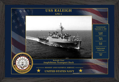 USS Raleigh LPD-1 Framed Patriotic Photo