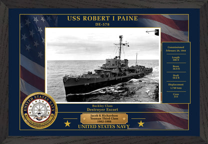 USS Robert I Paine DE-578 Framed Patriotic Photo