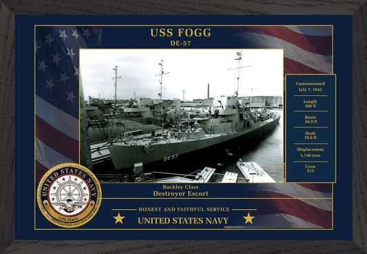 USS Fogg DE-57 Framed Patriotic Photo