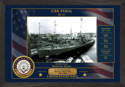 USS Fogg DE-57 Framed Patriotic Photo