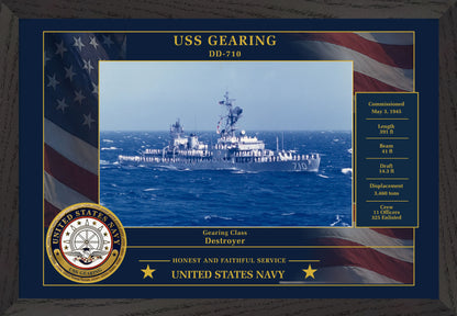 USS Gearing DD-710 Framed Patriotic Photo