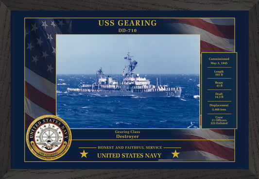 USS Gearing DD-710 Framed Patriotic Photo