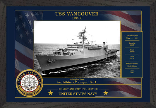 USS Vancouver LPD-2 Framed Patriotic Photo