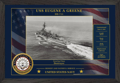 USS Eugene A Greene DD-711 Framed Patriotic Photo