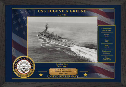 USS Eugene A Greene DD-711 Framed Patriotic Photo