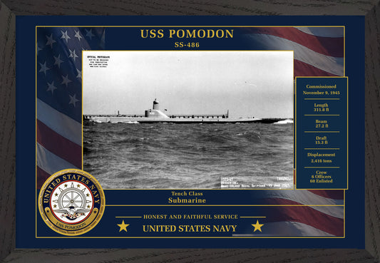 USS Pomodon SS-486 Framed Patriotic Photo